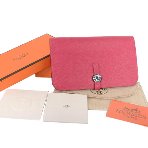 High Quality Hermes Compact Passport Holder Smooth Leather Wallet Peach Fake